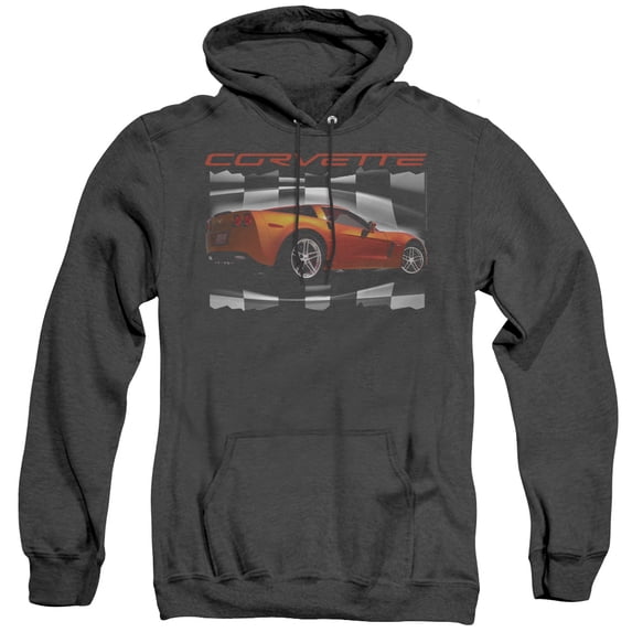 Chevrolet Orange Z06 Vette Adult Heather Hoodie Sweatshirt Black