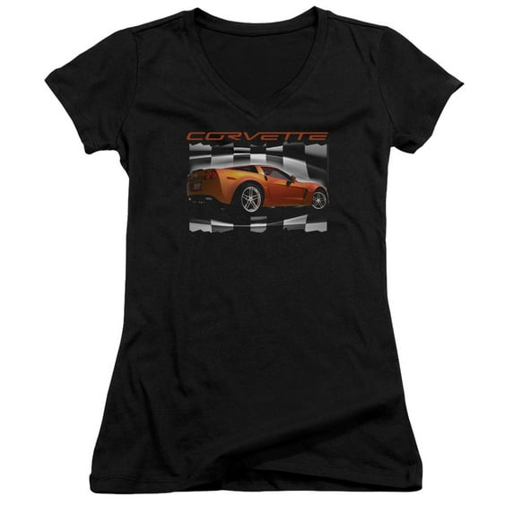 Chevrolet - Orange Z06 Vette - Juniors Cap Sleeve V-Neck Shirt - Small