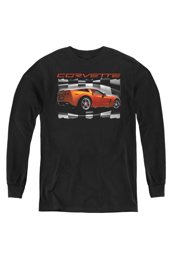 Chevrolet Orange Z06 Vette Youth Long Sleeve T-Shirt Black