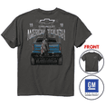 thumbnail image 1 of Chevrolet Pickup American Tough Since 1918 USA Flag Shirt Gray Official Licensed (L), 1 of 4