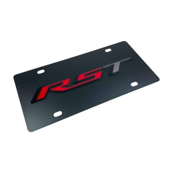 Chevrolet RST Black Fill Black on Carbon Steel License Plate Official Licensed