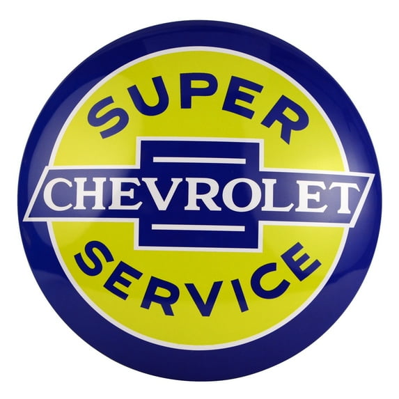 Chevrolet Service Round Dome Tin Button Sign Chevy Bowtie Shop/Garage Wall Decor