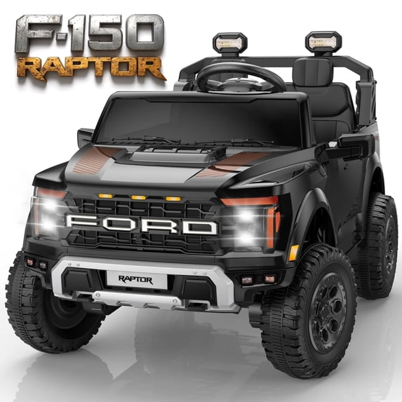 Ford F150 Raptor 24V Ride on Cars for Kids, Extra large Real 2 Seater Ride on Toys with Remote Control, Bluetooth, LED, Truck Storage, Electric Vehicles Ride on Truck for Boys Girls Gifts