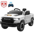 thumbnail image 1 of RAM 1500 Ride on Truck Cars, 12V Powered Ride on Toys with Remote Control, 4 Wheel Suspension Electric Cars for 3-5 Yrs Boy Girl W/Key Switch, Safety Belt, Music, Bluetooth, LED Lights, White, 1 of 11
