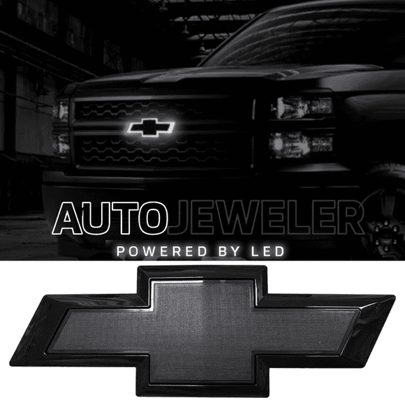 AutoJeweler LED Bowtie Grille Emblem for Chevrolet Silverado 1500, Gloss Black, Plug-and-Play