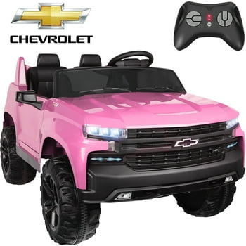 Chevrolet Silverado 24V Powered Ride on Cars for Kids, Extra large Real 2 Seat Ride on Toys with Remote Control, LED Light, MP3 Player, Electric Vehicles Ride on Truck for Boys Girls Gifts, Pink