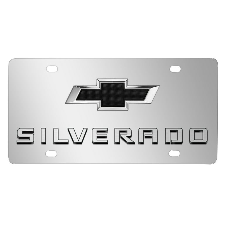 Chevrolet Silverado Black Bowtie 3D Dual Logo Mirror Chrome
