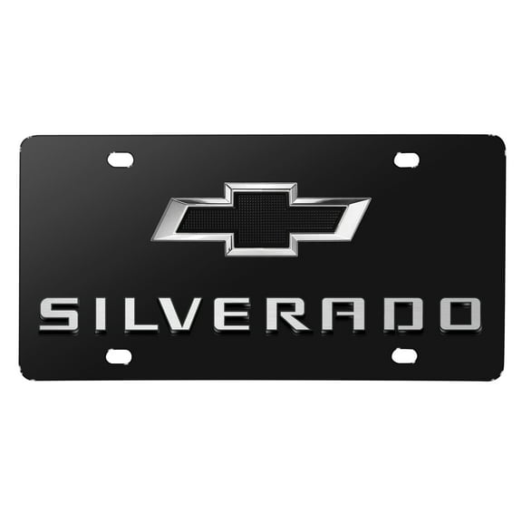 Chevrolet Silverado Bowtie 3D Dual Logo Black Stainless Steel License Plate