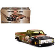 Chevrolet Silverado Dually Pickup Truck Sumatran Rhino Tan and Carbon with Graphics Designed by Jun Imai Kaido House Special 1/64 Diecast Model Car by Mini GT