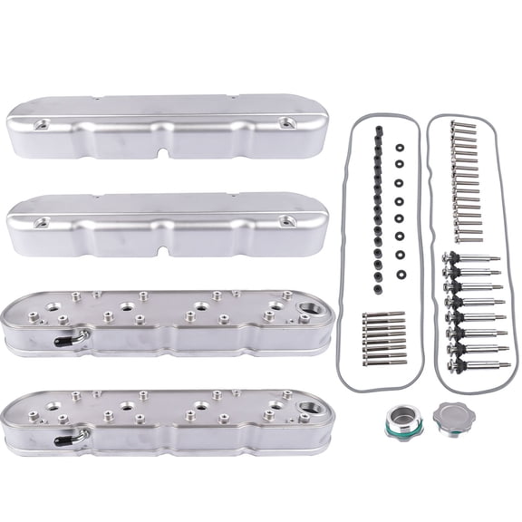 Chevrolet Small Block V8 LS Engine Valve Cover Kit - Silver Cast Aluminum - LS1/LS2/LS3/LS6/LS7 - OEM 8082-3S & Hardware