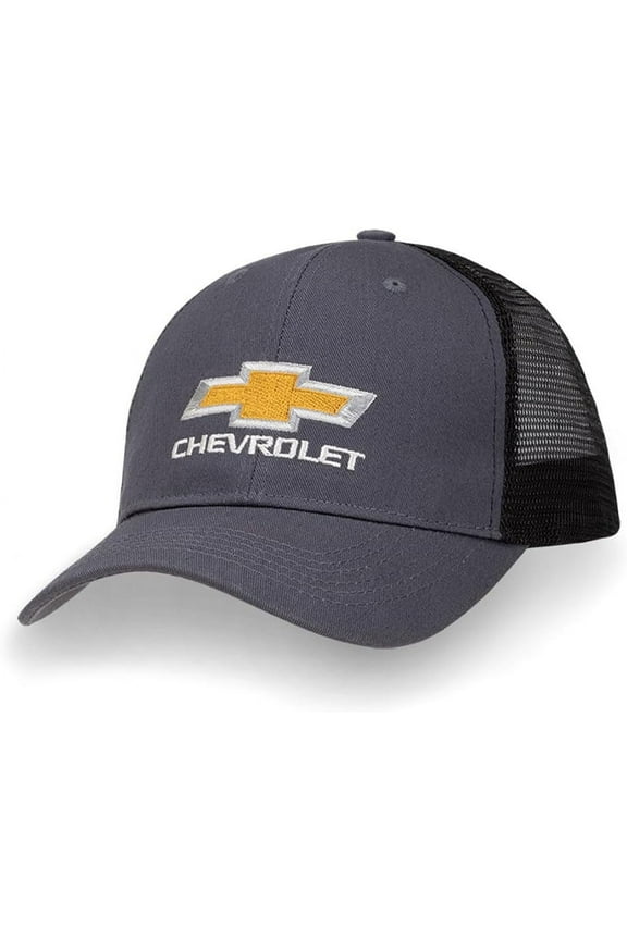 Chevrolet Snapback Hat - Mesh Back Chevy Cap - Charcoal Gray