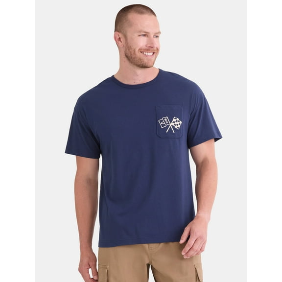 Corvette Stingray Men's and Big Men's Front Back Graphic Pocket Tee with Short Sleeves, Sizes S-3XL