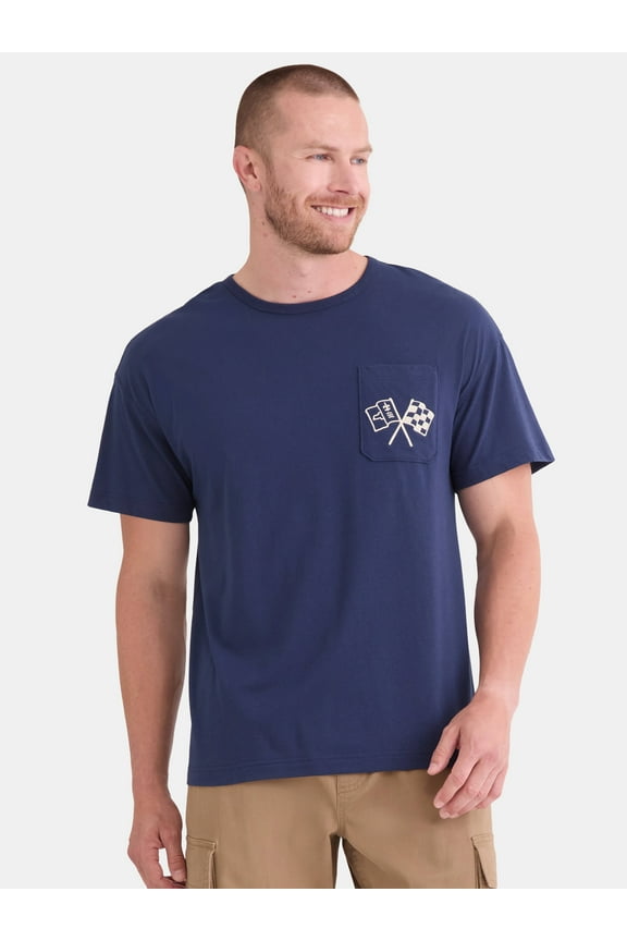 Corvette Stingray Men's and Big Men's Front Back Graphic Pocket Tee with Short Sleeves, Sizes S-3XL