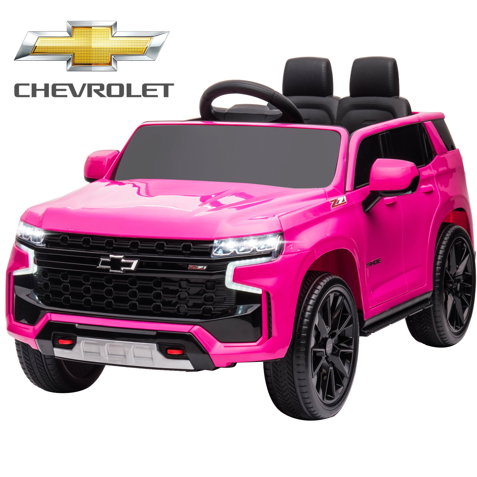 Chevrolet Tahoe Kids Ride on Car, 12V Powered Ride on Toy with Remote Control, 4 Wheels Suspension, Safety Belt, MP3 Player, LED Lights, Electric Vehicles for Boys Girls, Pink