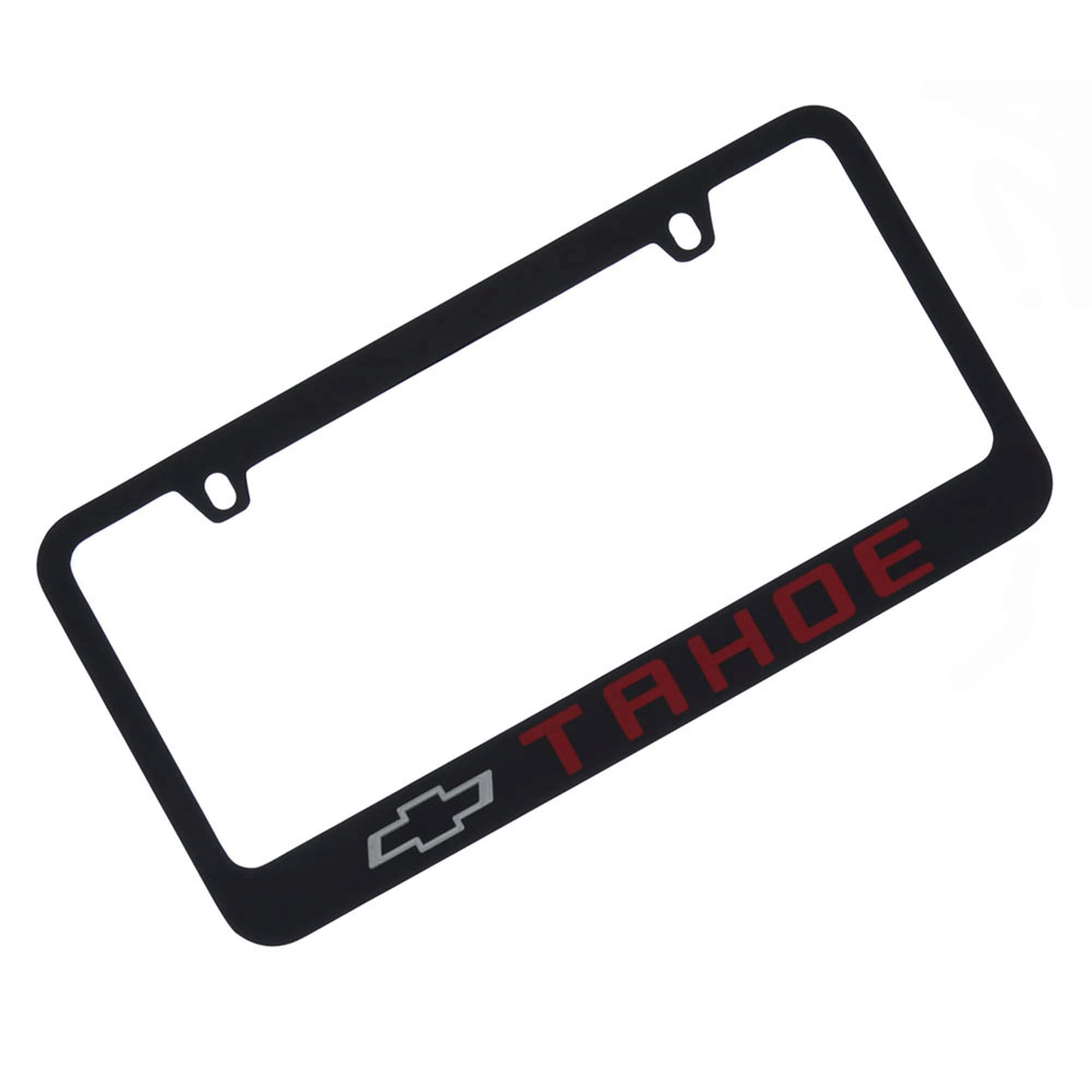 Chevy Tahoe License Plate Frame – Black Powder-Coated Zinc, Front Or Rear, 1-Year Warranty