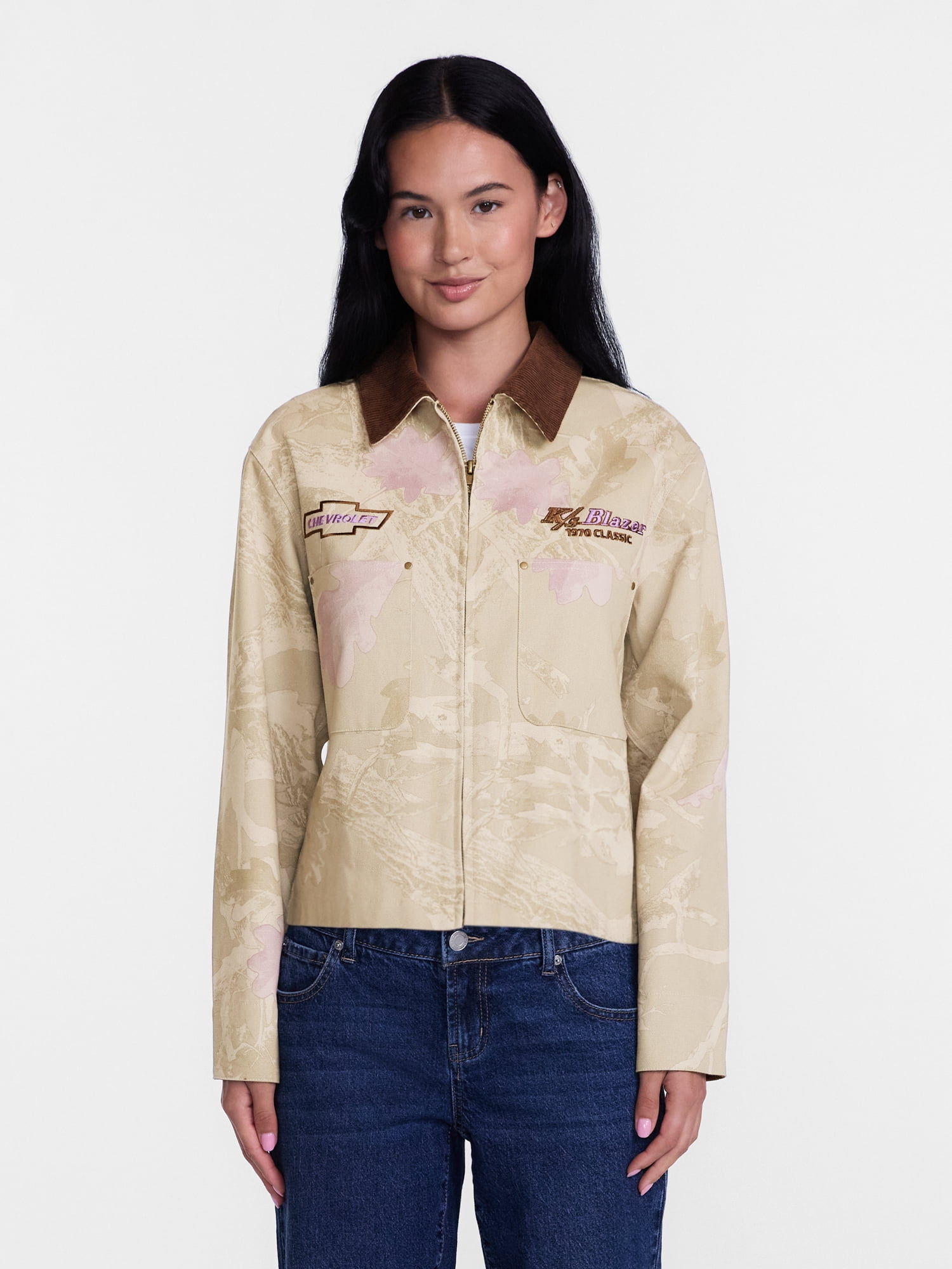 Chevy Blazer Women's Cotton Camo Jacket with Long Sleeves, Sizes XXS-4X