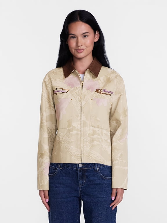 Chevy Blazer Women's and Women's Plus Cotton Camo Jacket with Long Sleeves, Sizes XXS-4X