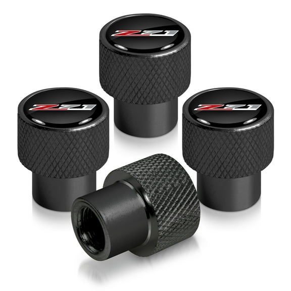 Chevrolet Z71 Logo in Black on Black Aluminum Tire Valve Stem Caps