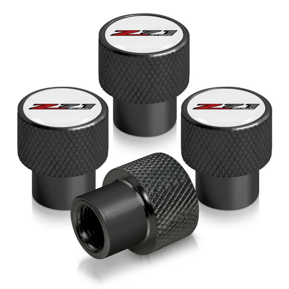 Chevrolet Z71 Logo in White on Black Aluminum Tire Valve Stem Caps