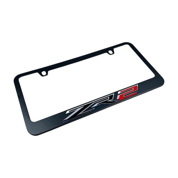 Chevrolet ZR2 Logo 3D Effect Black Zinc Alloy License Plate Official Licensed