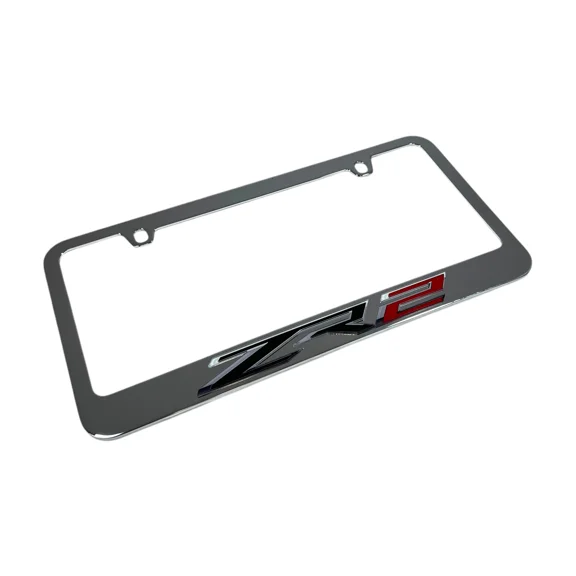 Chevrolet ZR2 Logo 3D Effect Zinc Alloy License Plate Frame Official Licensed