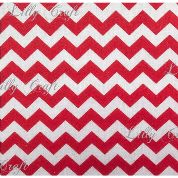 Chevron 1/2" Red and White Poly Cotton 60 Inch Wide Fabric By the Yard
