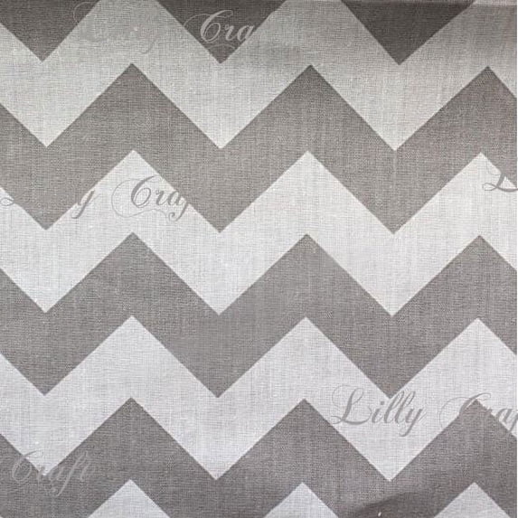Chevron 1" Gray and White Poly Cotton 60 Inch Wide Fabric By the Yard