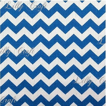 Chevron 1/2" Royal Blue and White Poly Cotton 60 Inch Wide Fabric By the Yard