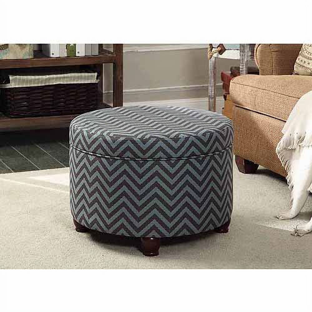 Chevron 24" Round Storage Ottoman, Teal - image 1 of 1