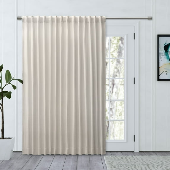Chevron 80C/20P Sustainable Unlined Rod Pocket w/Back Tabs Patio Panel 96x84 Ivory