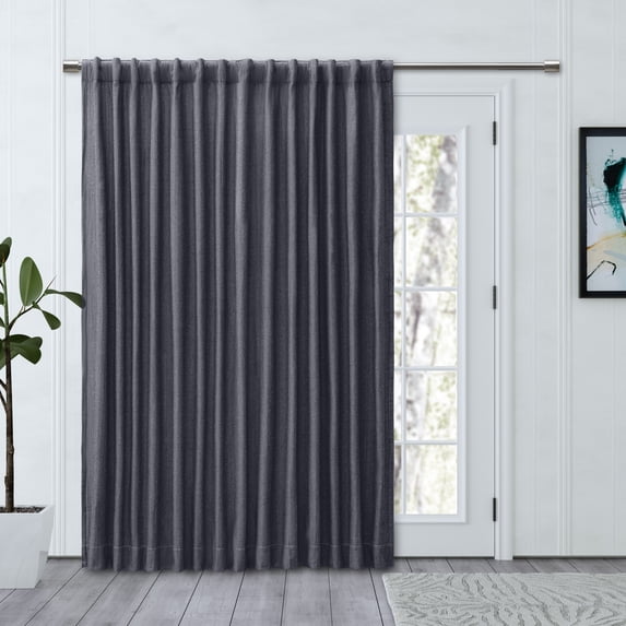 Chevron 80C/20P Sustainable Unlined Rod Pocket w/Back Tabs Patio Panel 96x84 Navy