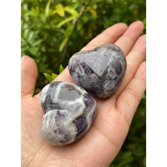 Chevron Amethyst Gemstone Hearts, Polished Chevron Amethyst Puffy Hearts, Chevron Amethyst Palm Stone, Chevron Amethyst Heart (1 Heart)