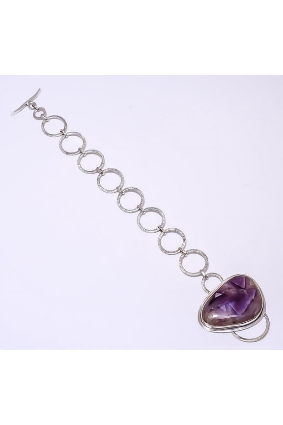 Chevron Amethyst - Mashamba 925 Silver Plated Bracelet 7.99" B_9214_73_23, Valentine's Day Gift, Birthday Gift, Beautiful Jewelry For Woman & Girls