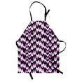 thumbnail image 1 of Chevron Apron Zig Zag Arrows Geometric Symmetric Pattern Retro Stylized Old Design, Unisex Kitchen Bib Apron with Adjustable Neck for Cooking Baking Gardening, Lilac Purple Black White, by Ambesonne, 1 of 3
