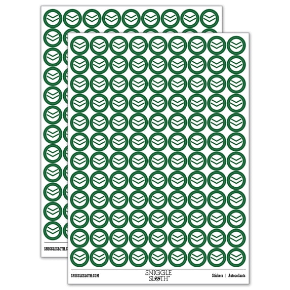 Chevron Arrow in Circle 200+ Round Stickers - Dark Green - Matte Finish - 0.50" Size