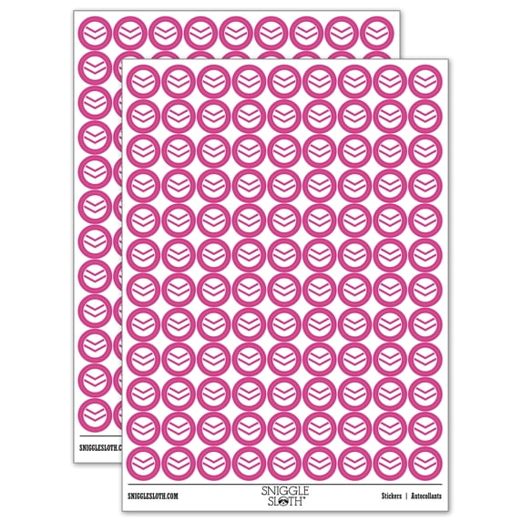 Chevron Arrow in Circle 200+ Round Stickers - Hot Pink - Gloss Finish - 0.50" Size