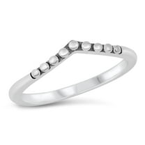 Chevron Bali V Dot Ring .925 Sterling Silver Band Jewelry Female Male Unisex Size 4