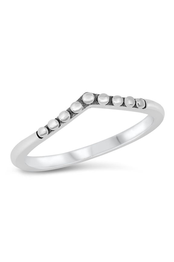 Chevron Bali V Dot Ring .925 Sterling Silver Band Jewelry Female Male Unisex Size 5