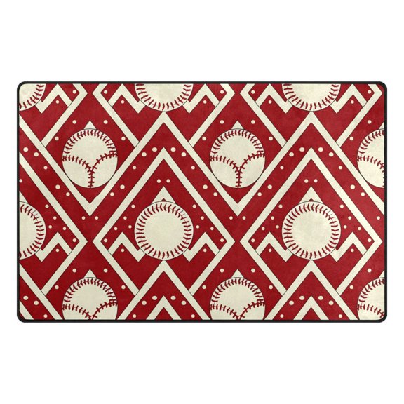 Chevron Baseball Pattern Memory Foam Area Rug 31"x20" Non Slip, Absorbent, Fade Proof for Living Room, Bedroom, Office