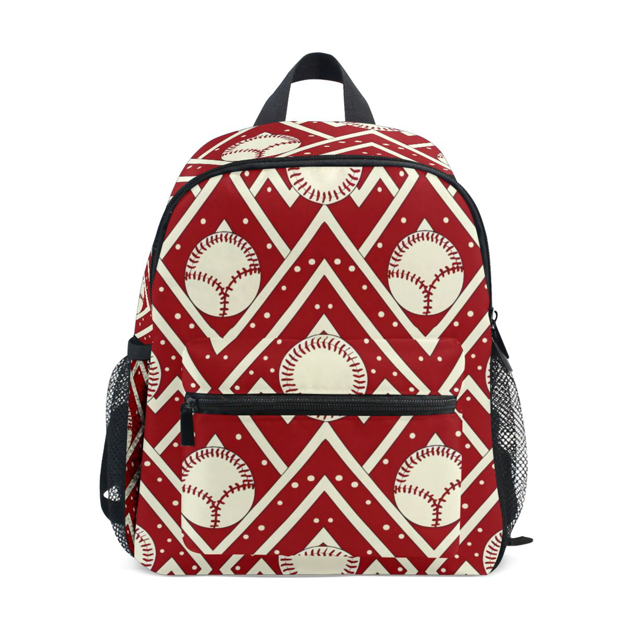 Chevron Baseball Pattern Mini Backpack Cute Small Backpack with Chest Strap and Whistle Ages 3-8