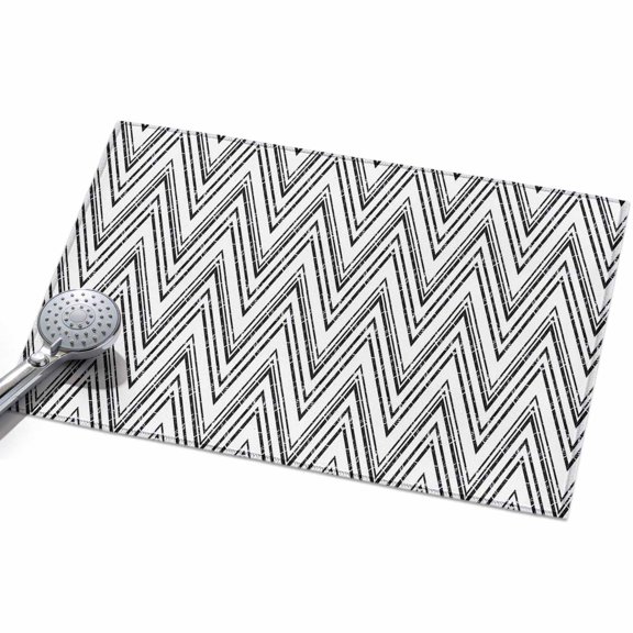 Chevron Black Area Rug, and White Abstract Geometric Stripe Non-Slip Felt Rubber Backing Rectangle Indoor Carpet Washable Rugs for Living Room Bedroom 2x3ft