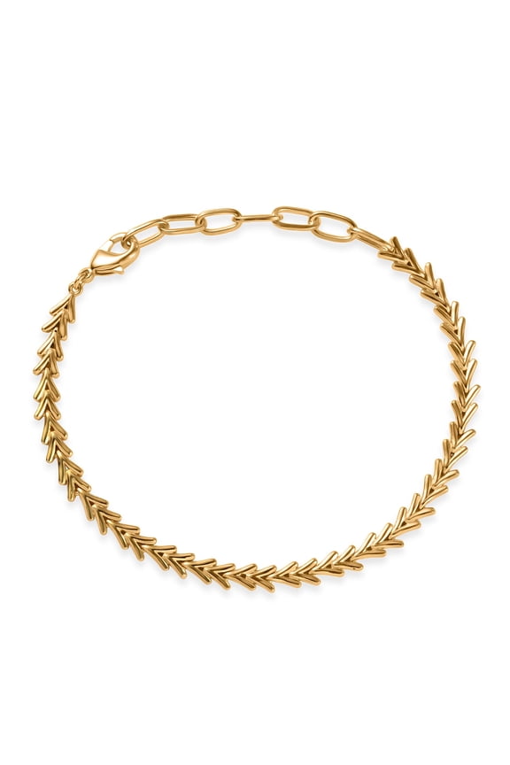 Chevron Bracelet in 18K Yellow Gold Plated Bronze 6.50 In