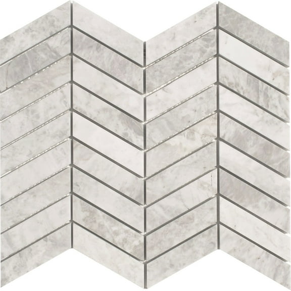 Chevron Carrara Gray Honed Marble Mosaic Tile