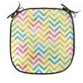 thumbnail image 1 of Chevron Chair Seating Cushion, Colorful Geometric Chevron Design with Grunge Properties Modern Graphic, Soft Seat Pads for Office with Anti-slip Backing, 16"x16", Multicolor, by Ambesonne, 1 of 7