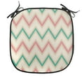 thumbnail image 1 of Chevron Chair Seating Cushion, Digital Chevron Forms Technical Elements Retro Insignia Illustration, Soft Seat Pads for Office with Anti-slip Backing, 16"x16", Pink Cream Green, by Ambesonne, 1 of 7