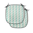 thumbnail image 1 of Chevron Chair Seating Cushion Set of 2, Chevron Herringbone Pattern Springtime Freshness Classic Stripe Art, Seat Pads with Anti-slip Backing, 16"x16", Sea Green Eggshell White, by Ambesonne, 1 of 7