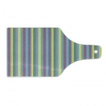 Chevron Cutting Board, Colorful Composition with Herringbone Zigzags Hand Drawn Geometric Illustration, Tempered Glass Cutting and Serving Board, Wine Bottle Shape, Multicolor, by Ambesonne