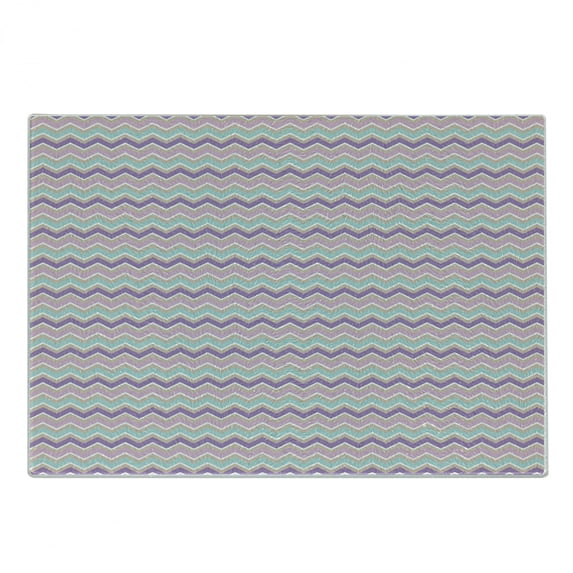 Chevron Cutting Board, Contemporary Pattern with Zigzag Lines in Pastel Tones, Decorative Tempered Glass Cutting and Serving Board, in 3 Sizes, by Ambesonne