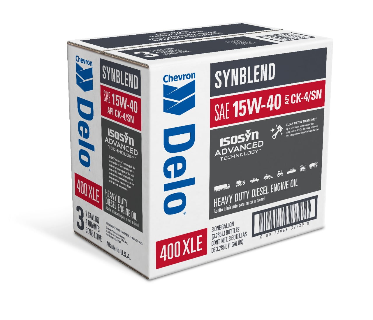 Chevron Delo 400 XLE SB SAE 15W-40 Diesel Motor Oil, 1 Gallon Case (3 Pack)