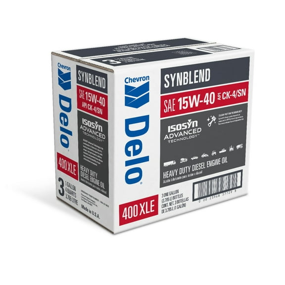 Chevron Delo 400 XLE SB SAE 15W-40 Diesel Motor Oil, 1 Gallon Case (3 Pack)